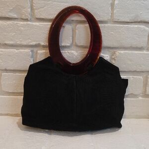 Elegant Black Clutch with Statement Handle